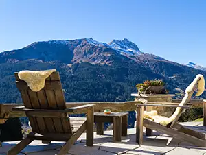 Ferienhaus mit Aussicht auf die Berge