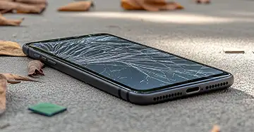 Smartphone mit gesprungenem Display